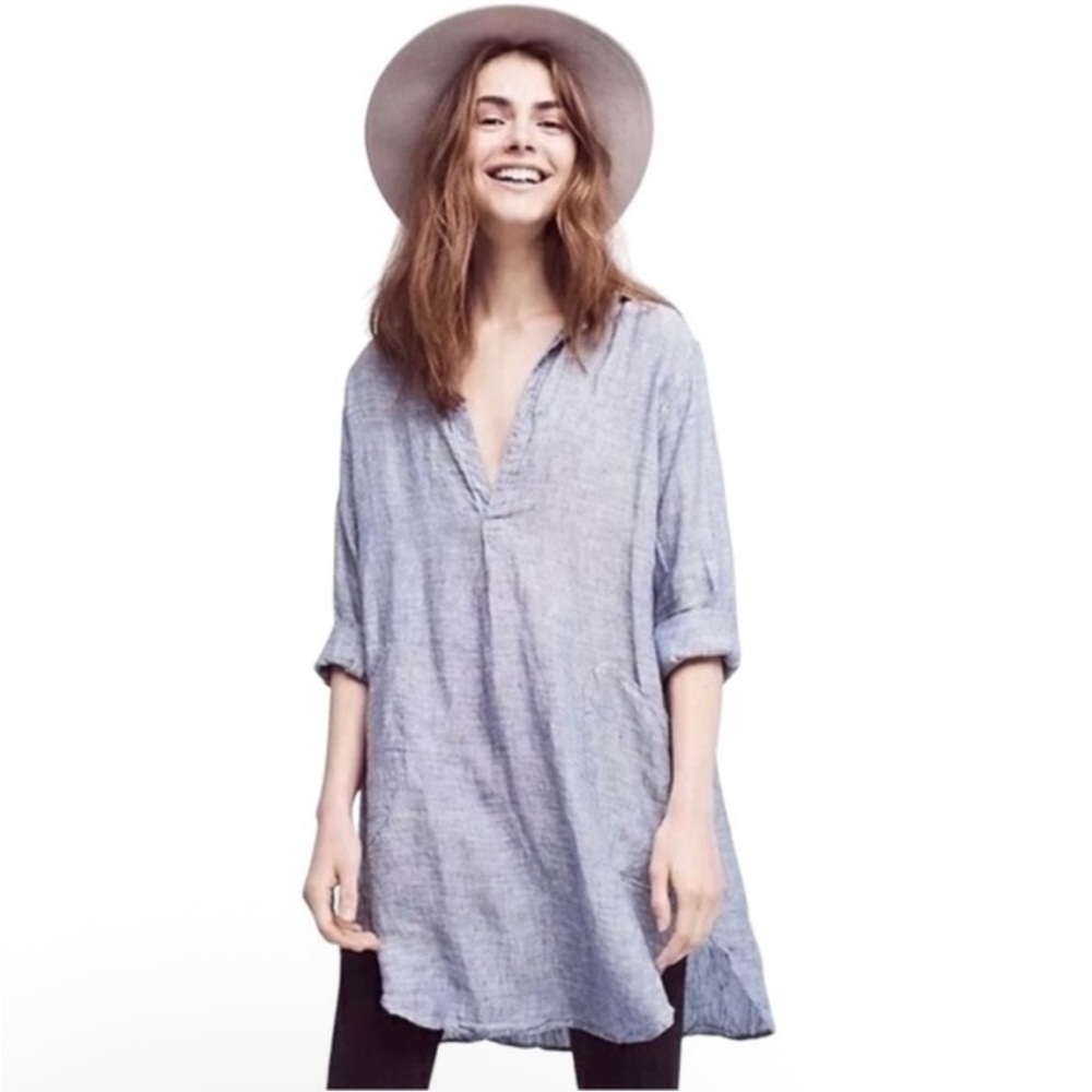 CP Shades Teton Linen Chambray Tunic Light‎ Blue Size XS - Picture 2 of 10